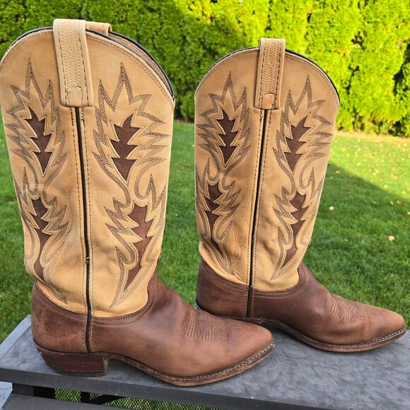 Dan Post Womens Boots Two-Tone Leather Suede Size 8M Western Pointed Toe *read* - Picture 1 of 15